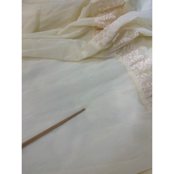 Vtg Gunne Sax Maxi Dress Butter Yellow Cream Long Sleeve Embroidered Lace Sz 9 - Picture 11 of 12